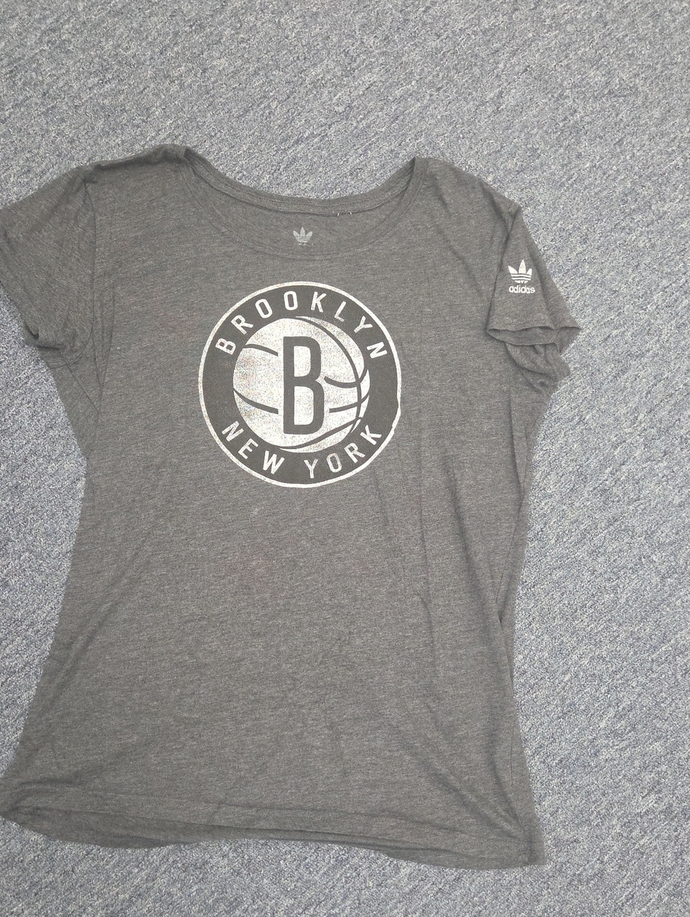 adidas Women's Gray Brooklyn New York Logo Tee